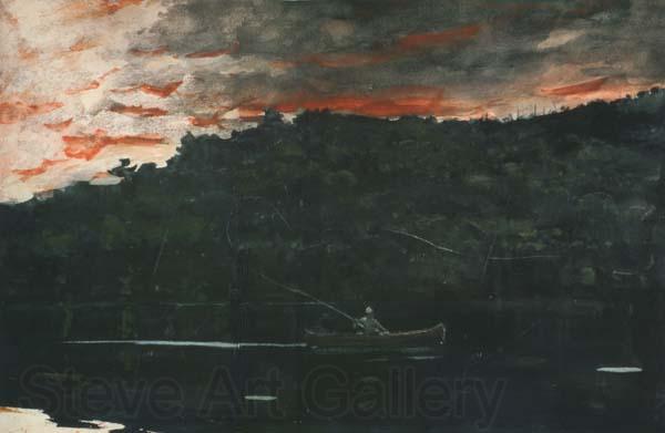 Winslow Homer Sunrise,Fishing in the Adirondacks (mk44) Norge oil painting art